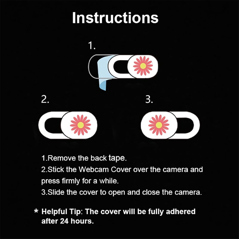 IMNEXT2U Laptop Camera Cover Slide Cute Ultra Thin Webcam Cover Phone Camera Blocker to Protect Privacy for Computer, iPhone, Desktop, Tablet, Chromebook, PC - Daisy - Image 5